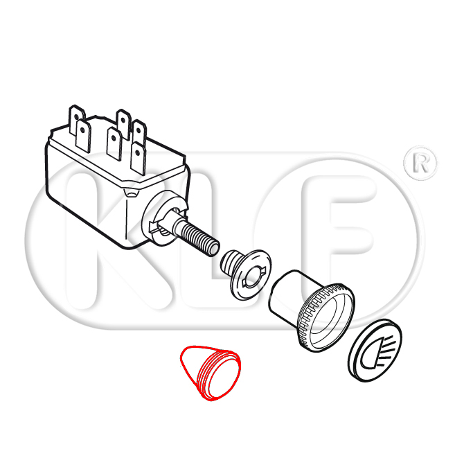 Knopf für Lichtschalter/Choke/ Aschenbecher, elfenbein, 5mm Gewinde, bis Bj. 07/66