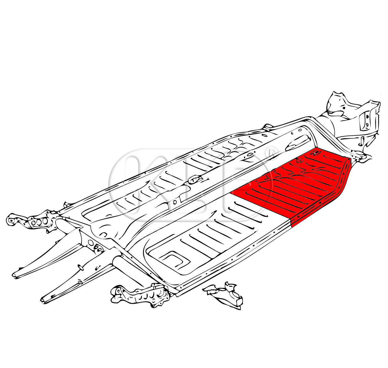 Floorpan Quarter front right year thru 7/72