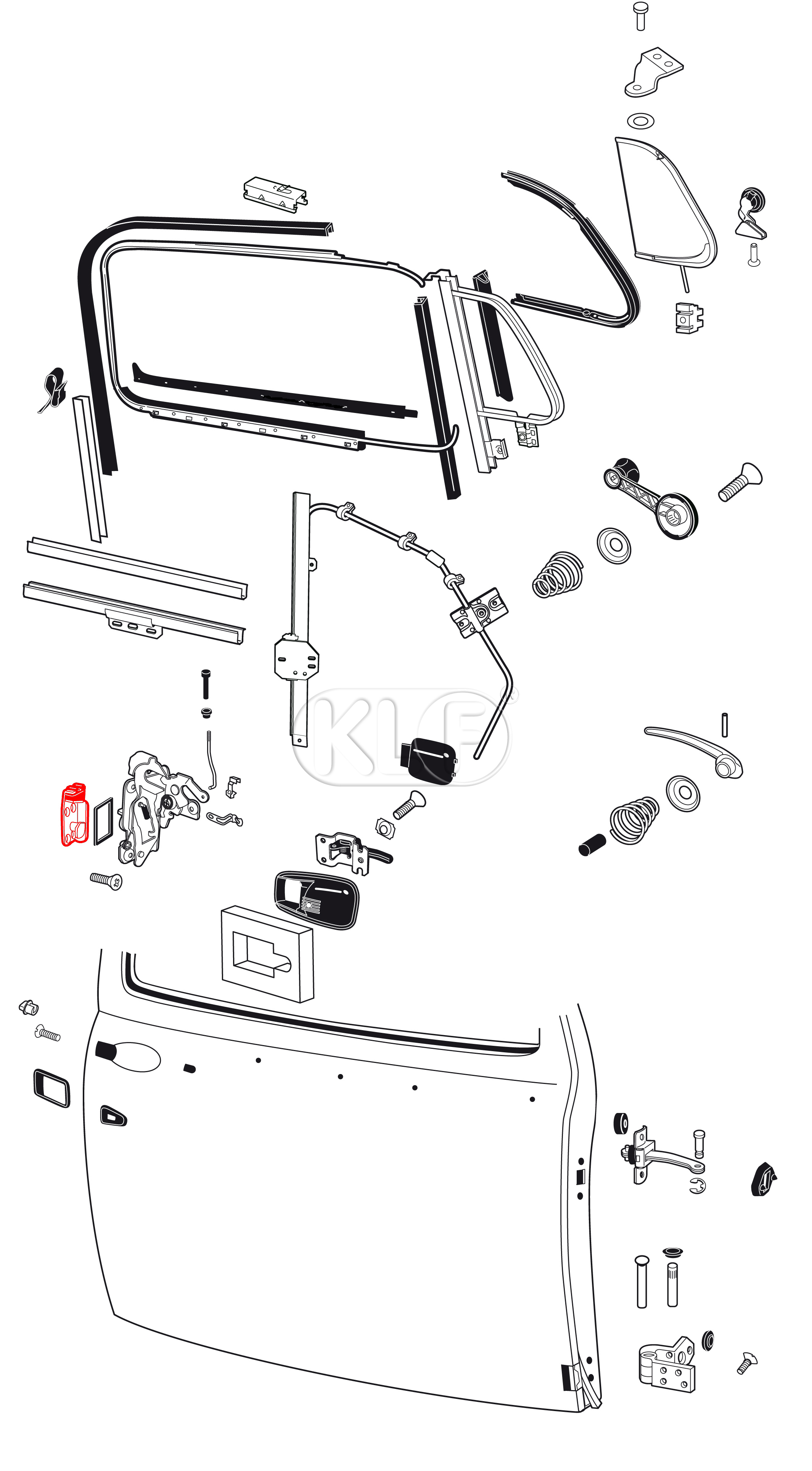 Door Striker Plate, right, year 8/66-7/71