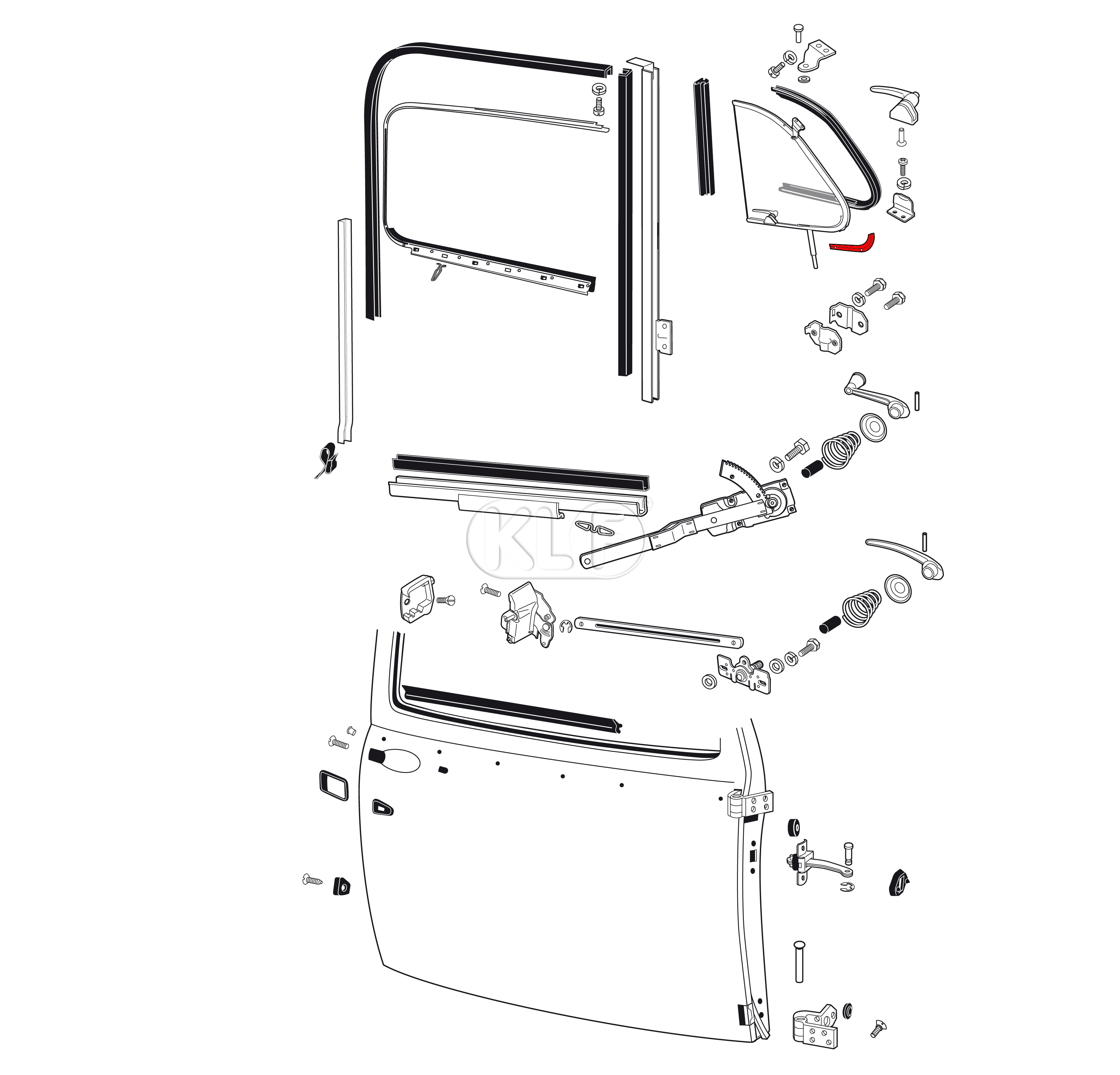 Vent Window Gutter, front right, year 10/52-7/64