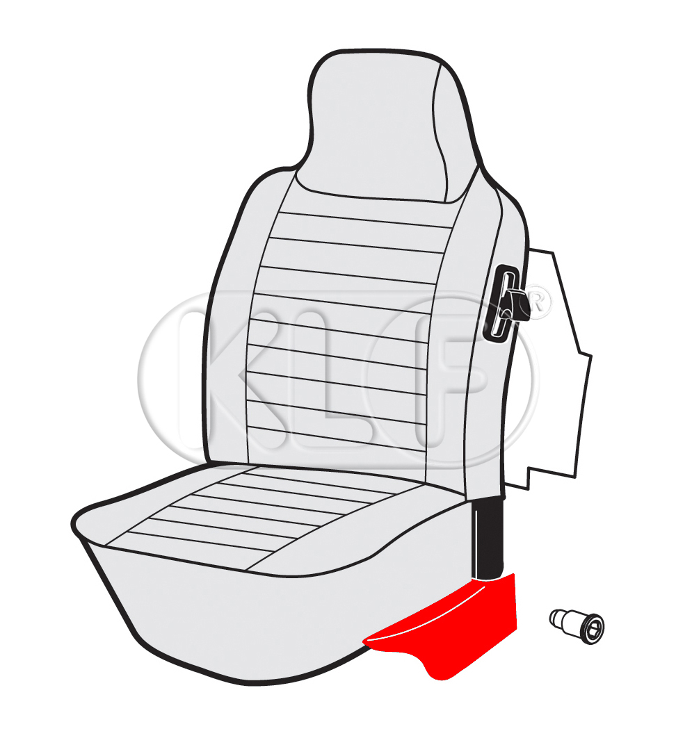 Cover Plate for seat frame left outer, sturdy fiberglass version, year 08/72 - 07/75