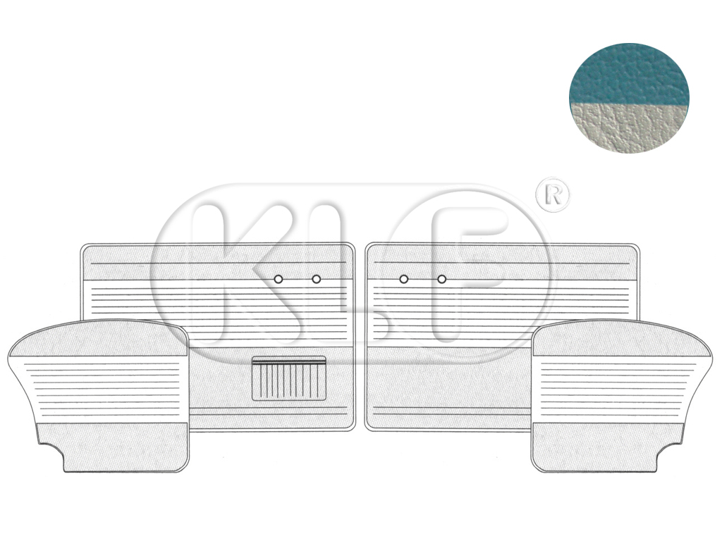 Türverkleidung, Satz 4-teilig, Limousine, altblau/altweiß, Bj. 08/55 - 07/64