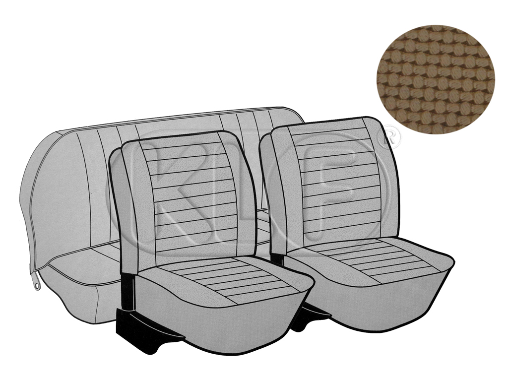 Seat Covers, front+rear, Basket, year 8/73-7/75 sedan, tan