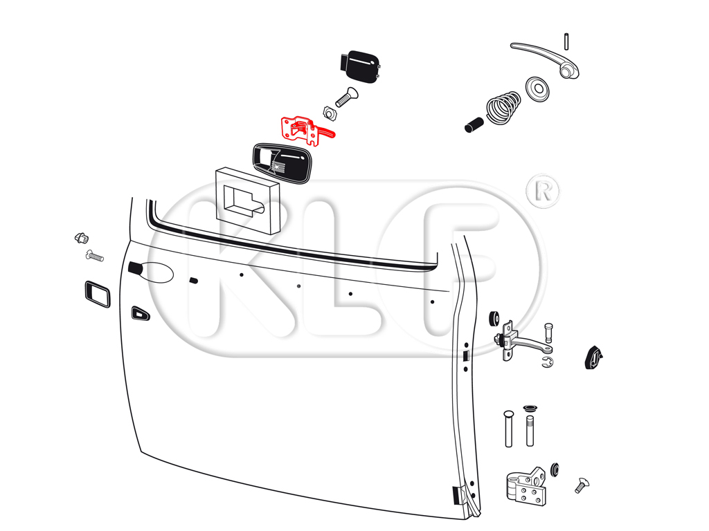 Door Release Handle, right, chrome, convertible, year 08/70 - 07/73