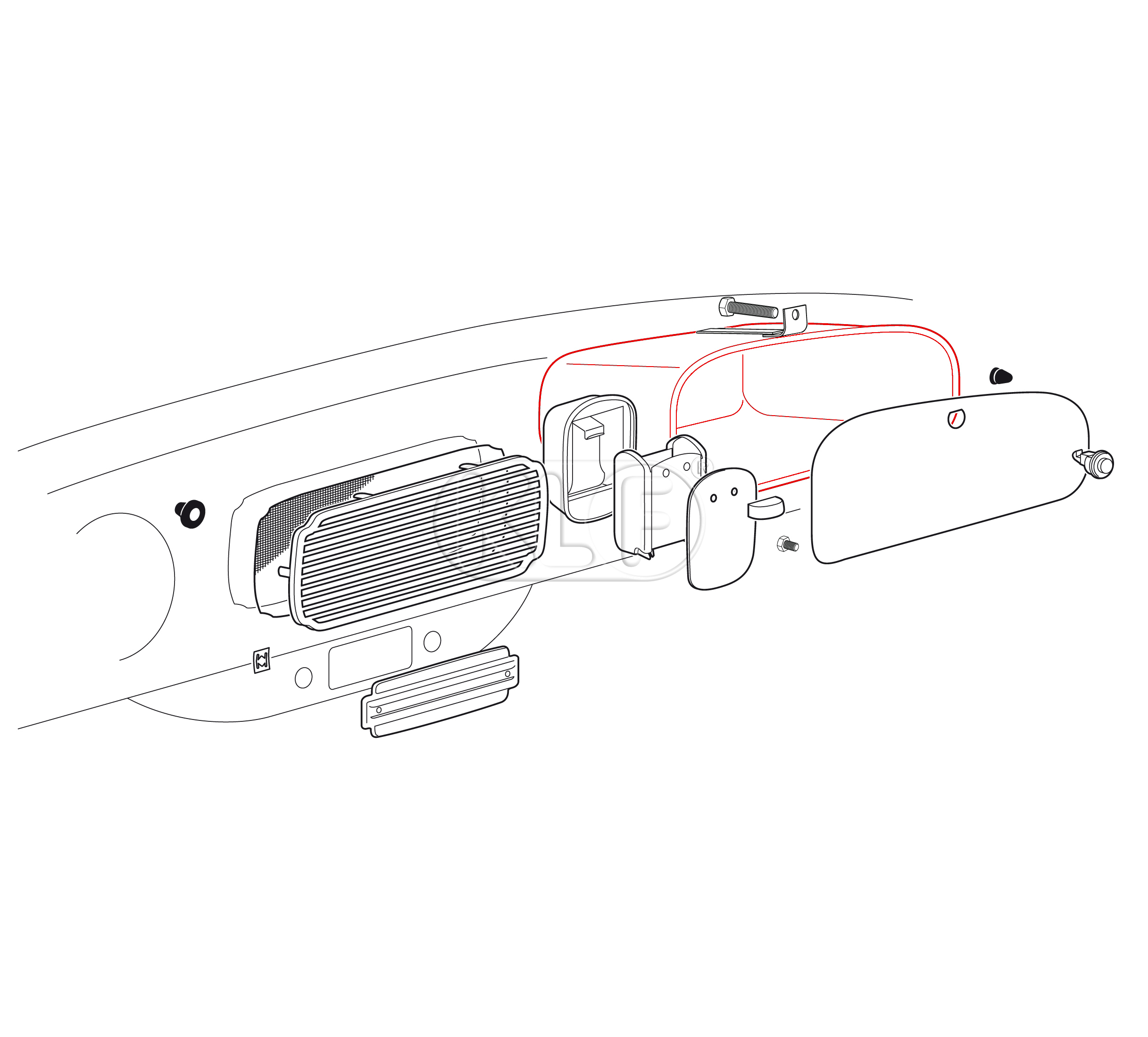 Glove Box, plastic, year 10/52-7/57