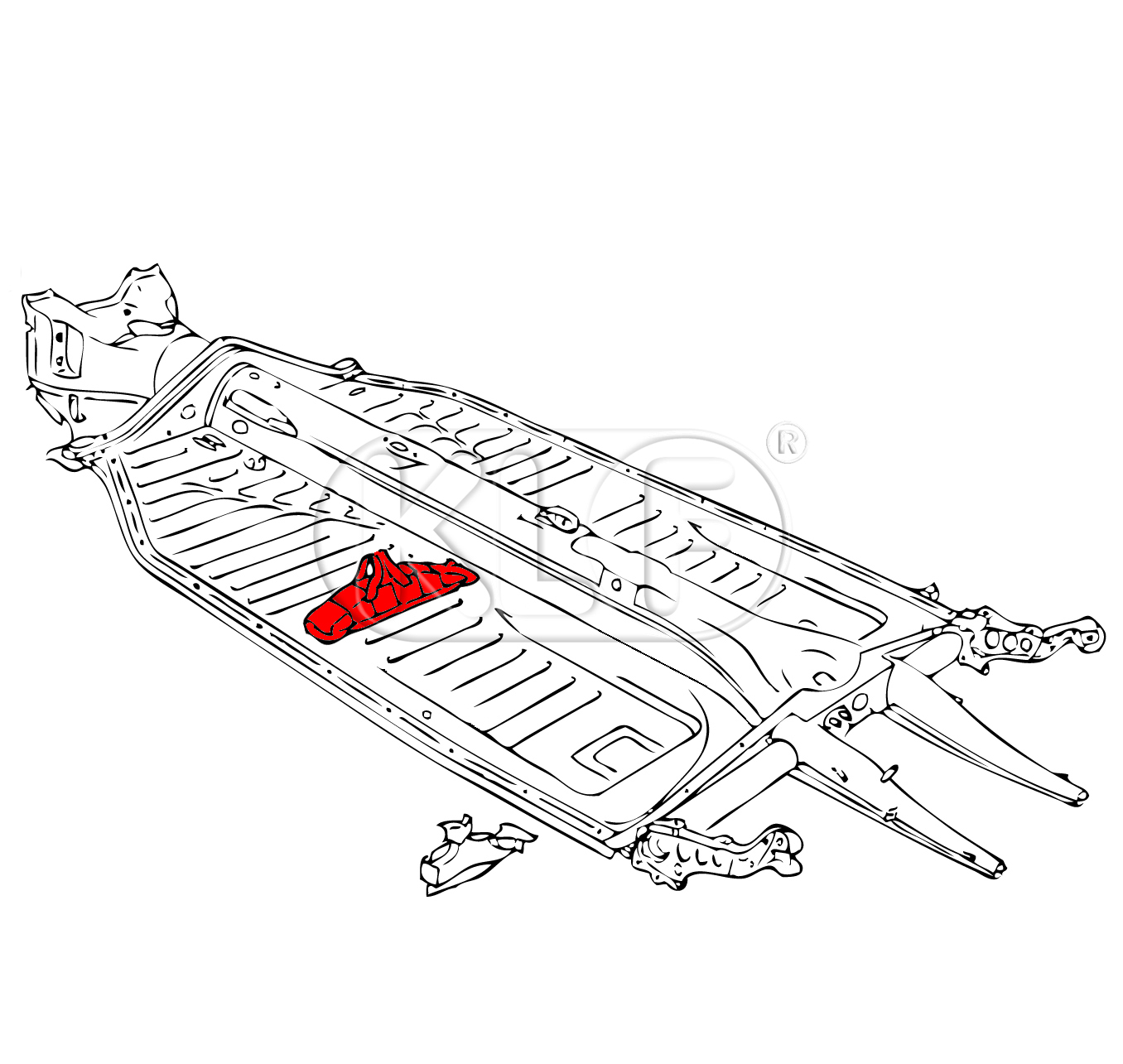 Seat Track, left, original, year 08/75 on