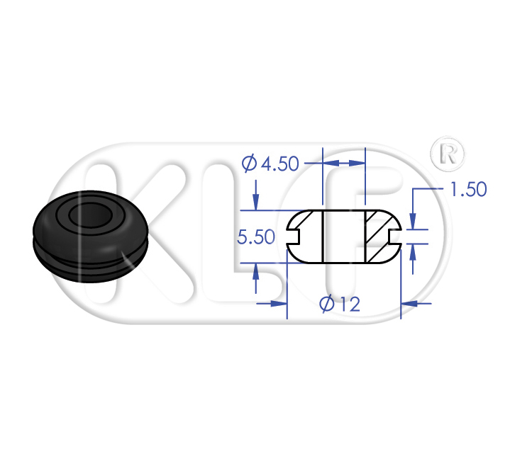 Switch Grommet, Horn circuit wire, year 8/60-7/67