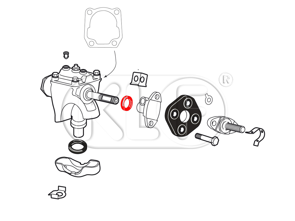 Seal for Steering Worm, cam and lever steering, year thru 07/65 