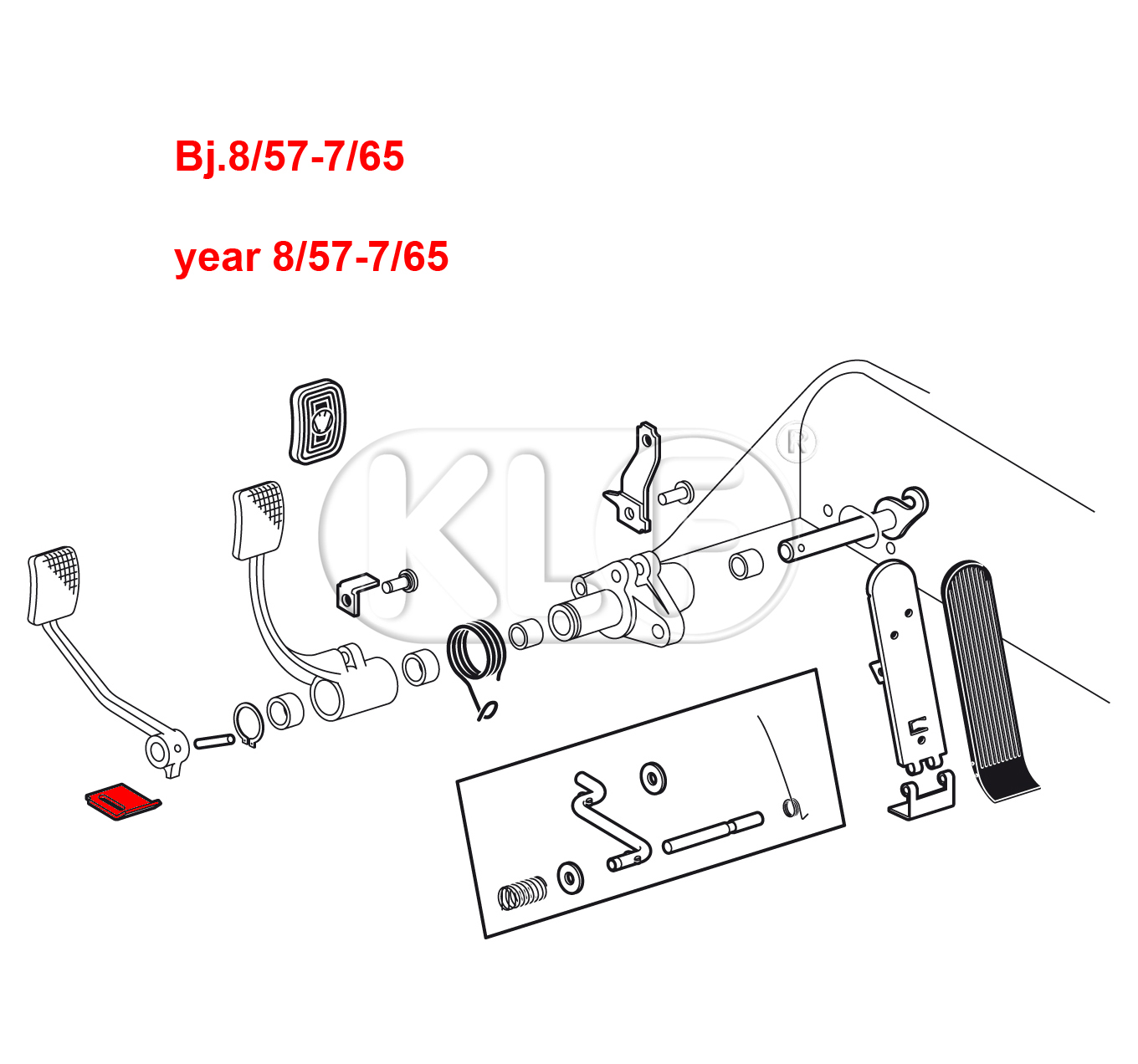 Anschlag für Pedalerie, Bj. 08/57 - 1966 (bis Fg Nr. 116460613)