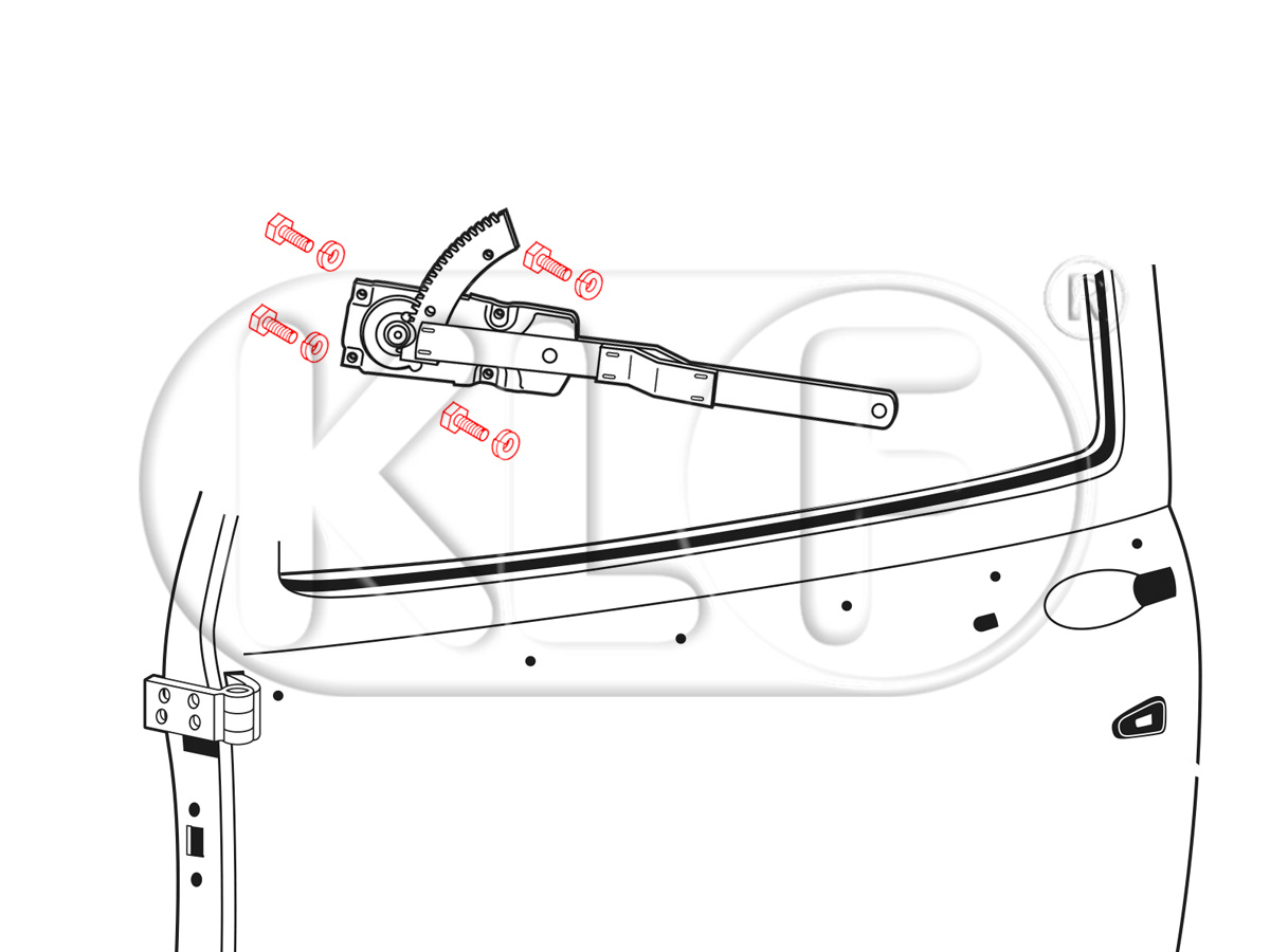 Mounting kit for window regulator sedan year 08/55 - 07/64