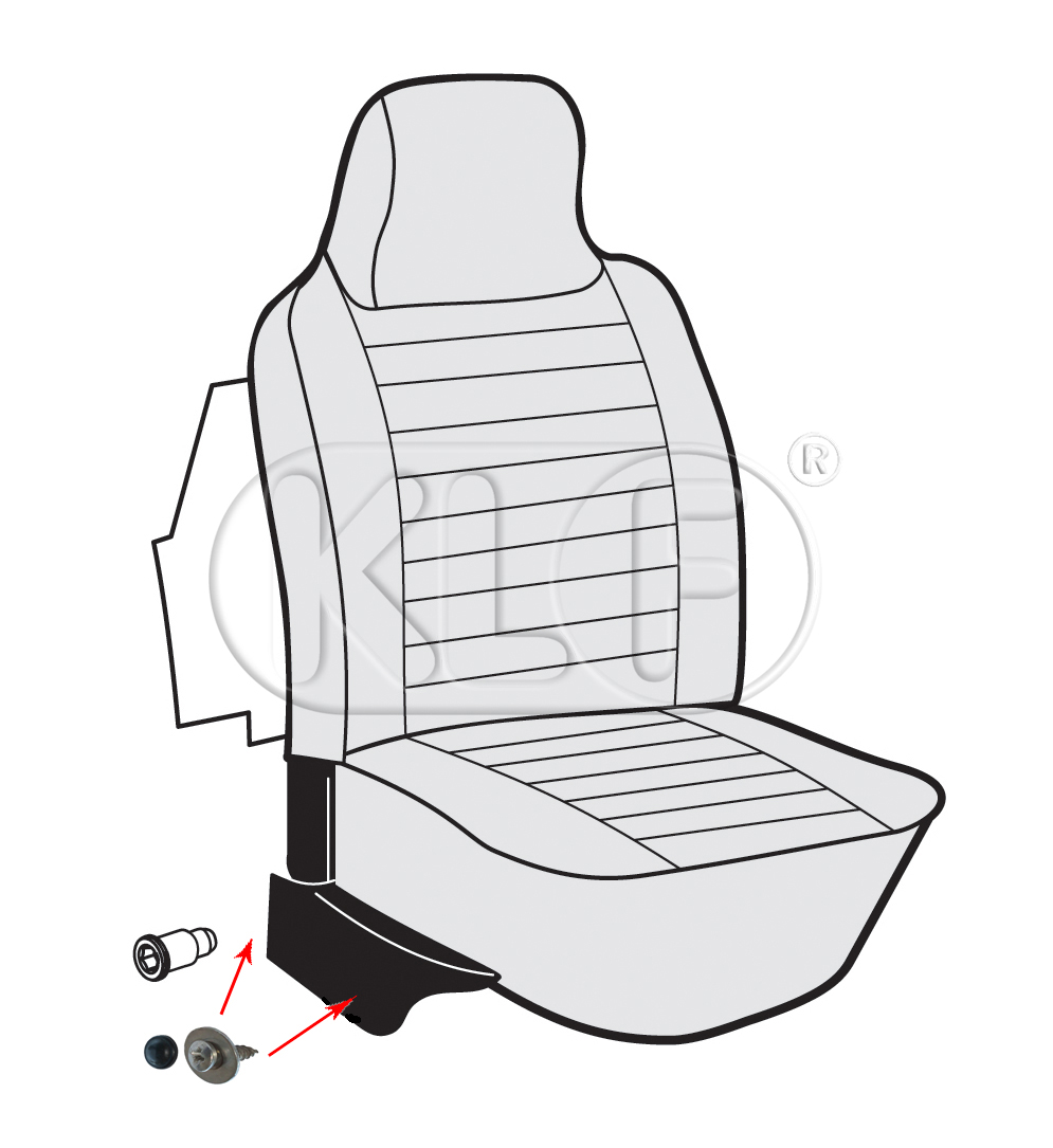 Schraube mit Kappe für Blende am Sitzunterteil, Bj. 08/72 - 07/75