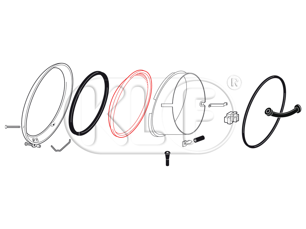 Headlight Lens, Hella, symmetric, year 46 - 48