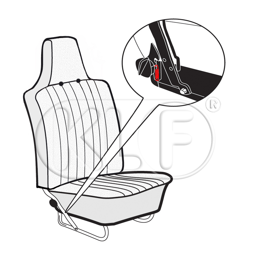 Seat Locking Hook Spring, pair, year 8/68-7/70