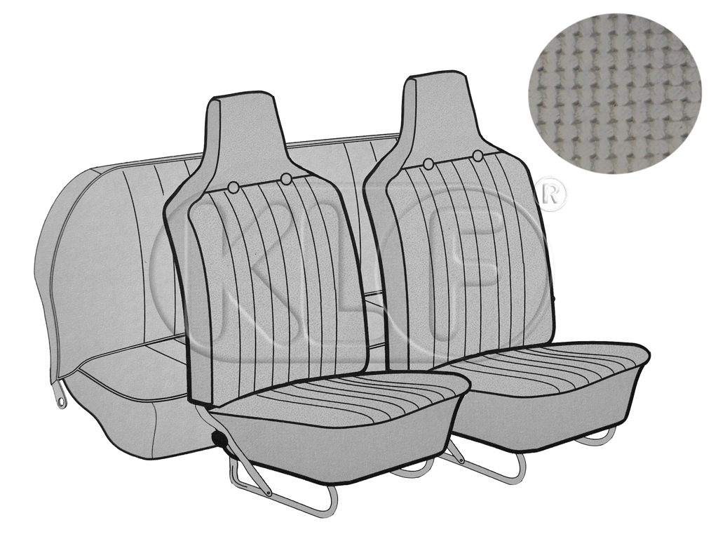 Seat Covers, front+rear, basket weave, year 8/6 convertible, grey with integr. headrest