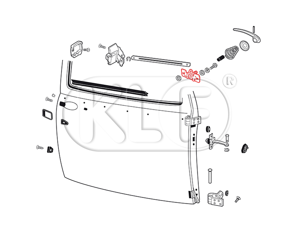 Door lock remote mechanism, right, year 08/55 - 07/64 ( through chassis # 5888184)