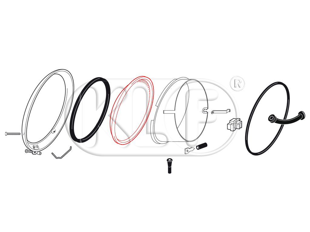 Headlight Lens, Hella, asymmetric, year thru 07/67