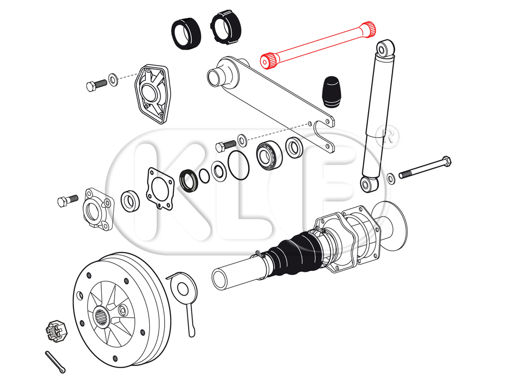 Rear Torsion Bar, fits left or right, year mid 52 - 07/59 (From chassis # 397023)