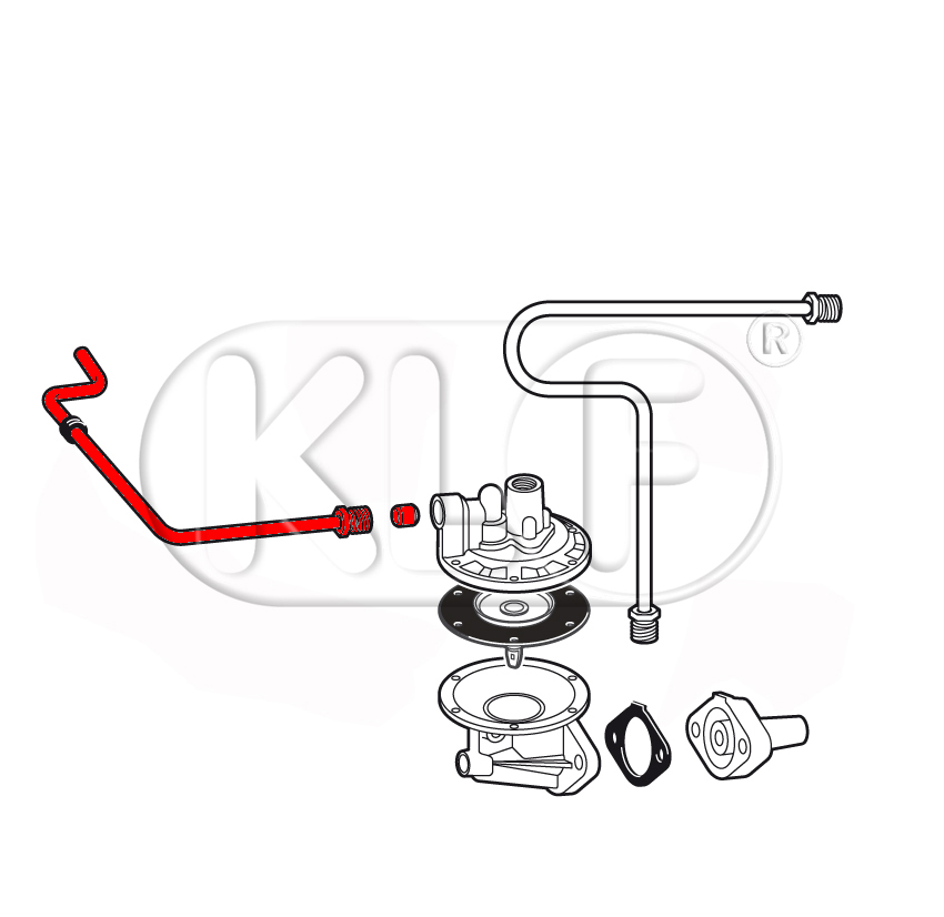 Fuel Line, chassis to pump, 6mm outer diameter, 18-22kW (25-30 PS) year 10/52 on