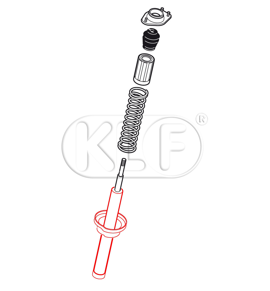 Shock Strut, left, used and rebuilt, year 08/73 on (M52 x 1,5mm)