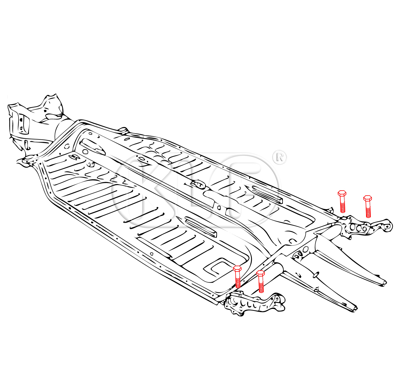 Bolt for Rear Shock Tower Areas, fits inner and outer, M10 x 35