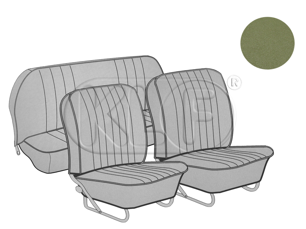 Sitzbezüge vorne und hinten, Cabrio, altgrün, Classic-Style, Bj. 08/55 - 07/64