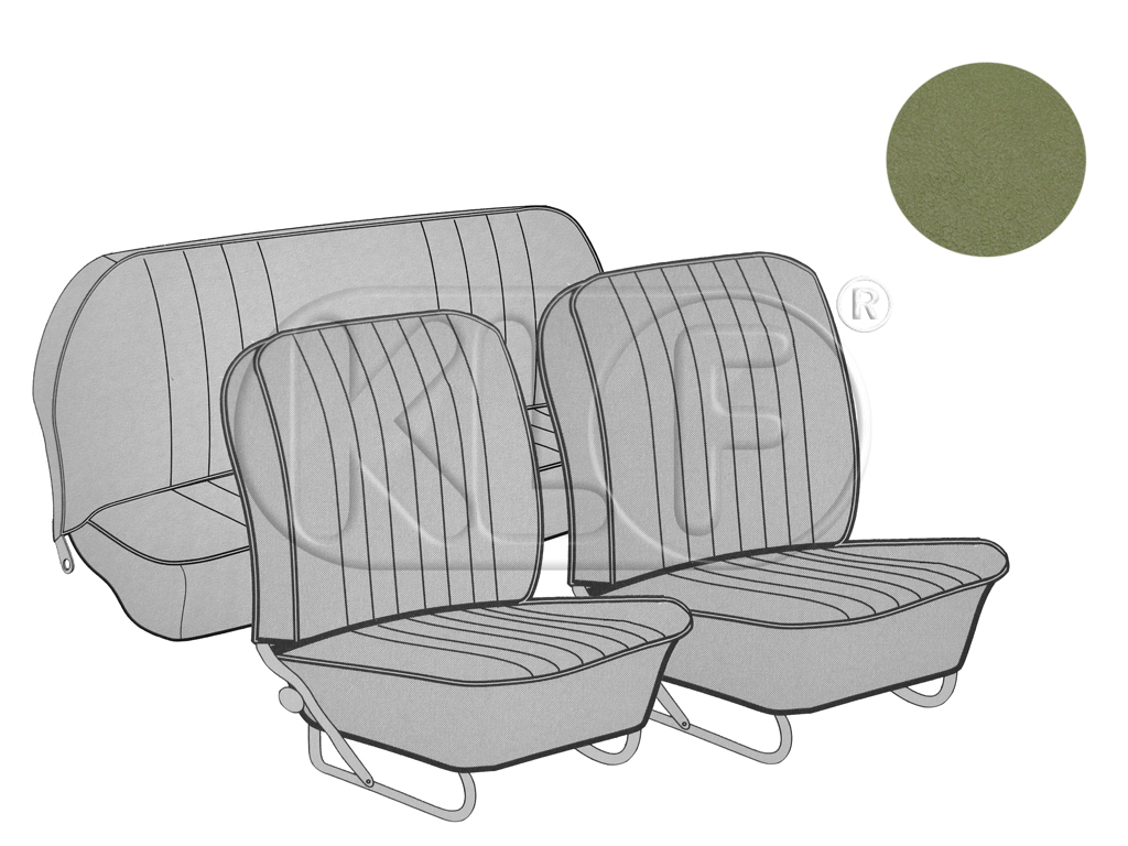 Seat Covers, convertible, pea green, year 8/55-7/64 Seat Covers, convertible, pea green, year 8/55-7/64