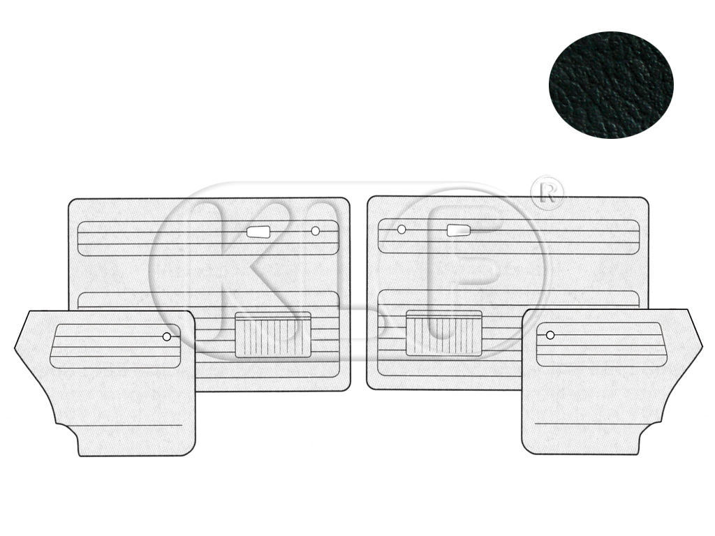 Türverkleidungen, Satz 4-teilig, Cabrio, schwarz, Bj. 08/64 - 07/66