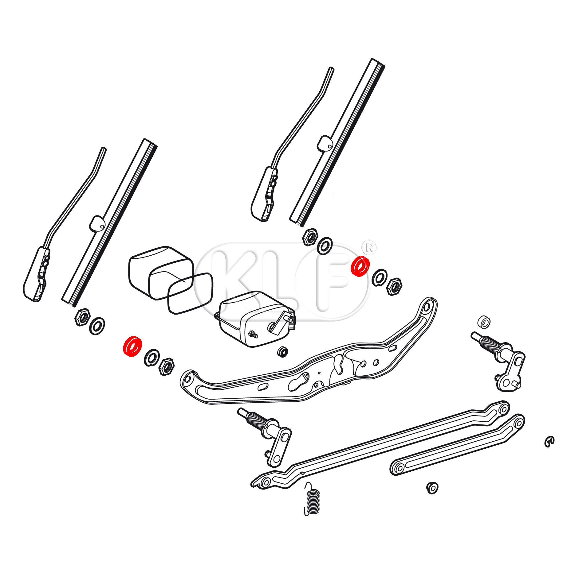 Grommets for Wiper Shaft, pair, year 8/57-7/64