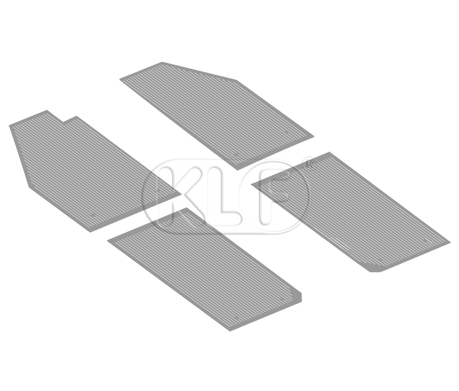 Floor Mat Set, rubber gray, 4 pcs, year 8/55-7/59