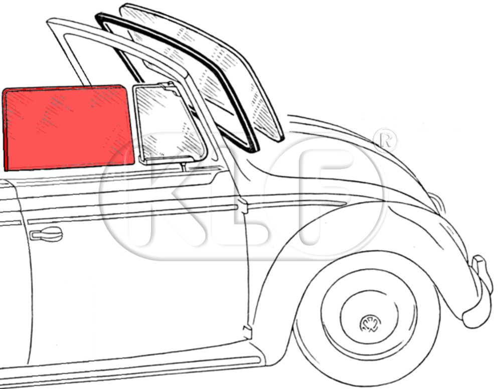 Türscheibe klar, Cabrio, ab Bj. 08/64