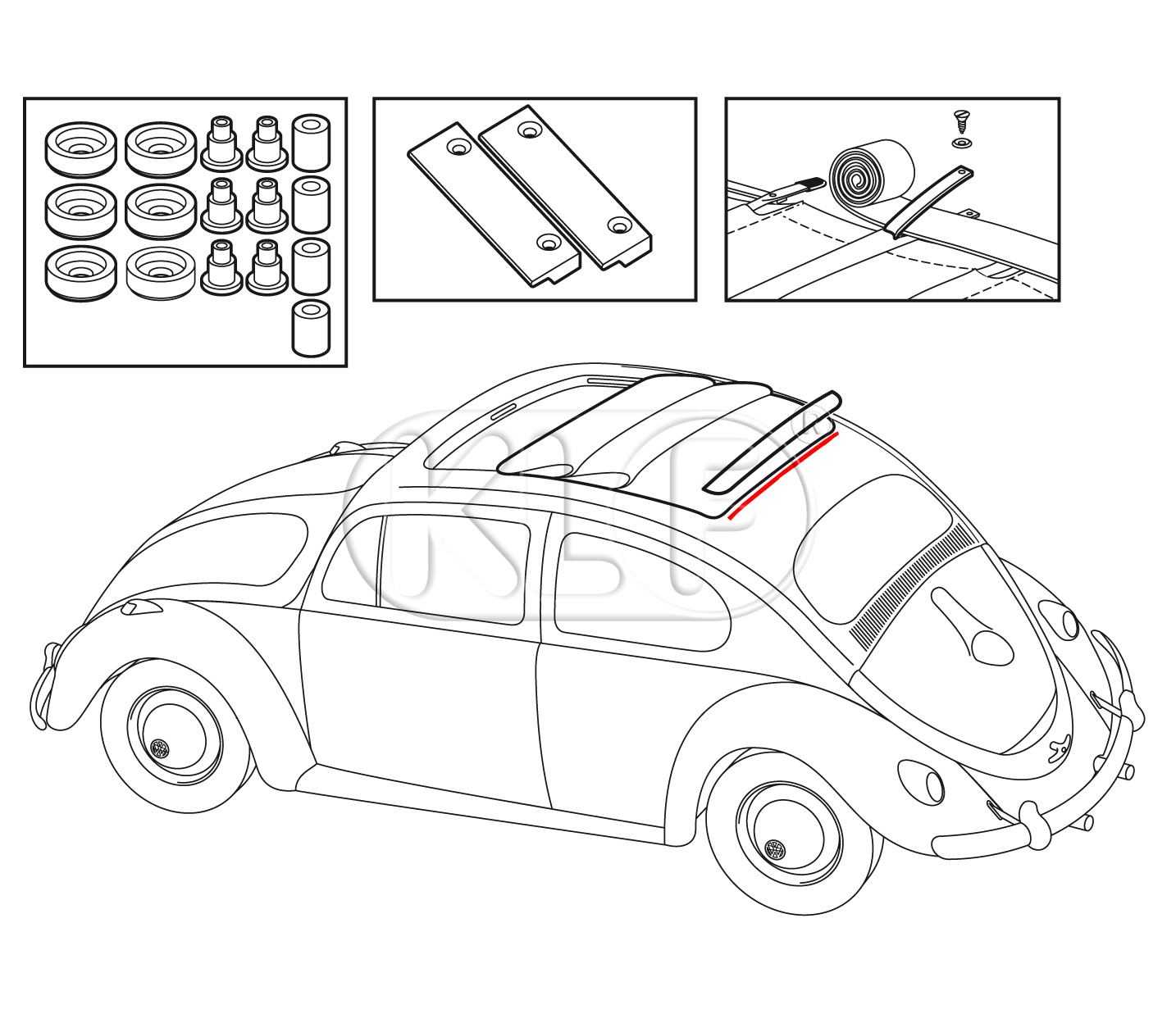 Sunroof inner clamp plate, year 8/56 on