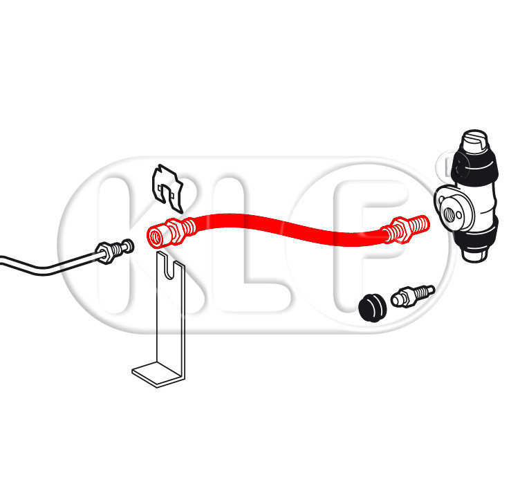 Brake Hose front for Drum Brake, 380mm, year 8/66 on, not 1302/1303