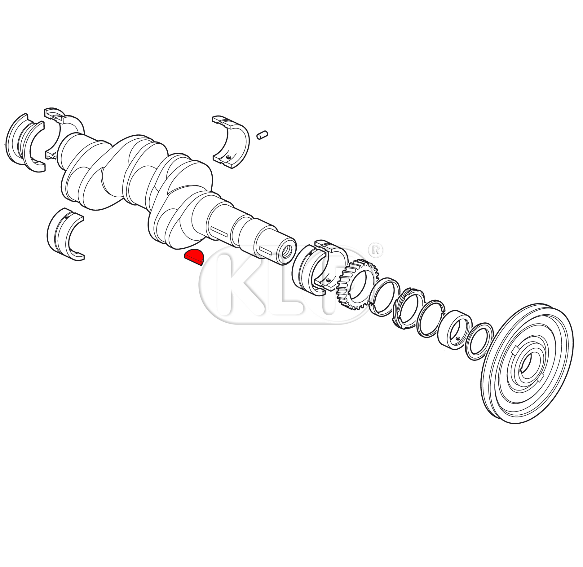Woodruff Key, cranksaft pulley, 8x13mm 18-37 kW (25-50PS)