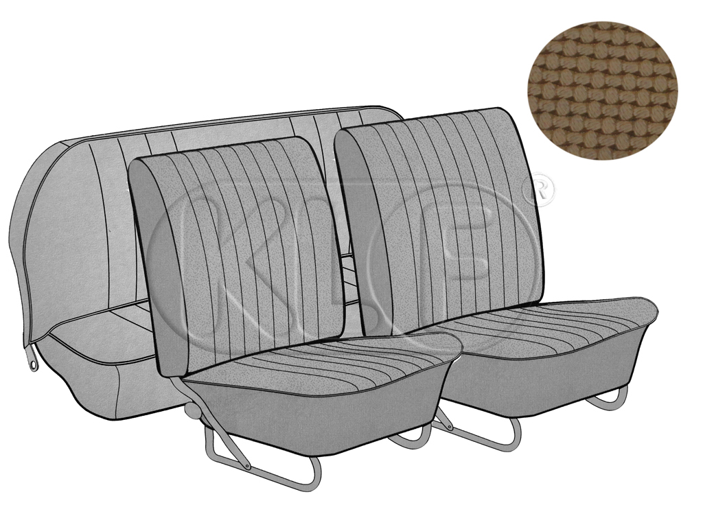 Seat Covers, front+rear, basket weave, convertible, tan, year 12/66-7/72 