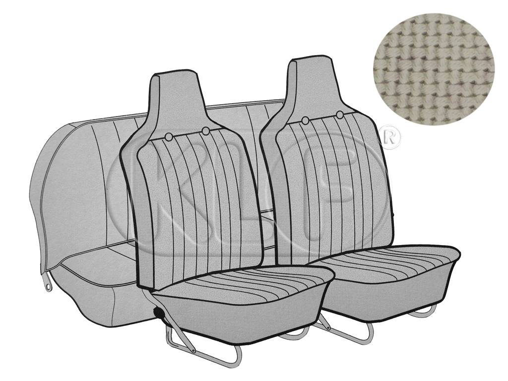 Sitzbezüge vorne und hinten, Cabrio, Korbmuster, altweiß, mit integrierter Kopfstütze, Satz, Bj. 08/69 - 07/72