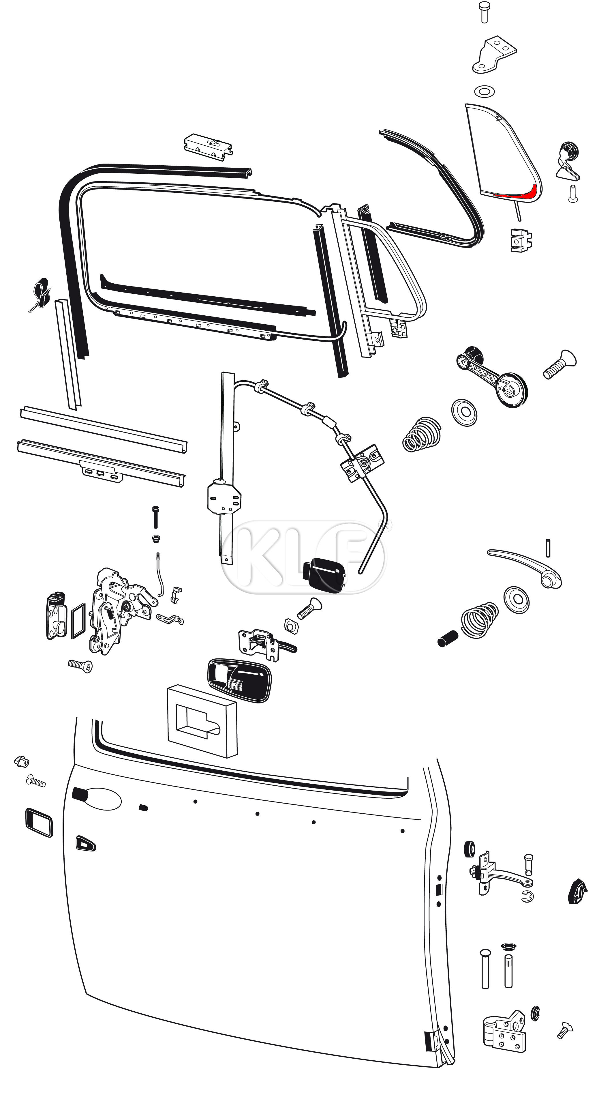 Vent Window Gutter, sedan front right, year 8/67 on