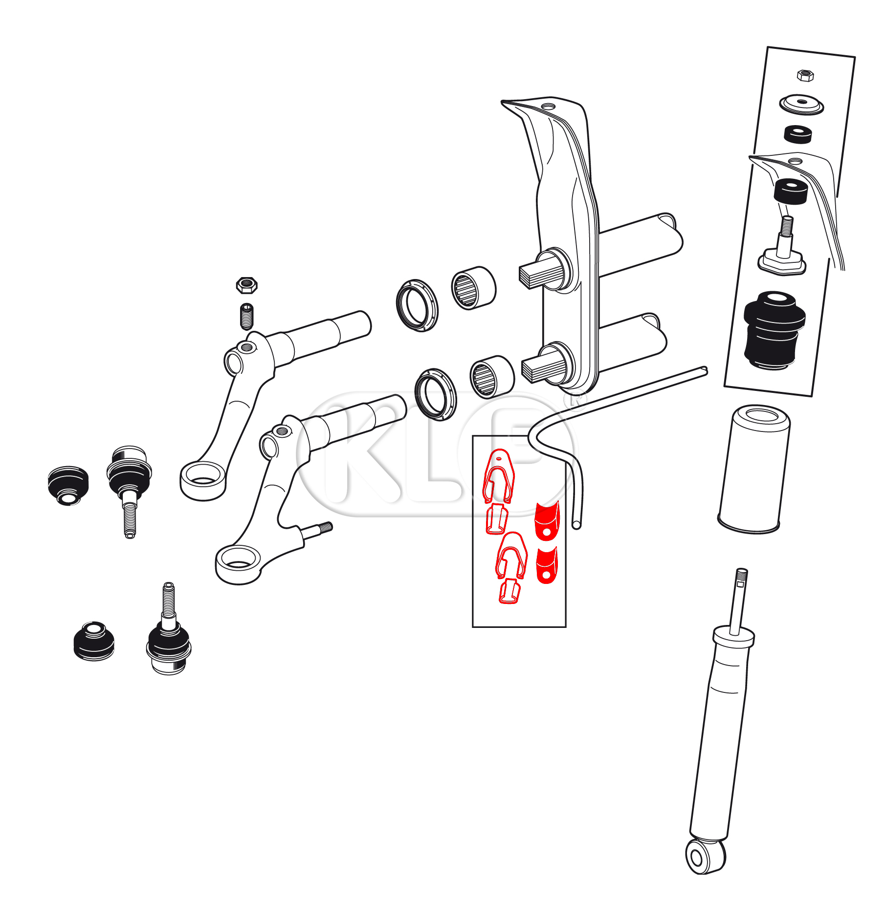 Sway Bar Mount Kit, one side, not 1302/1303, original, year 8/65 on