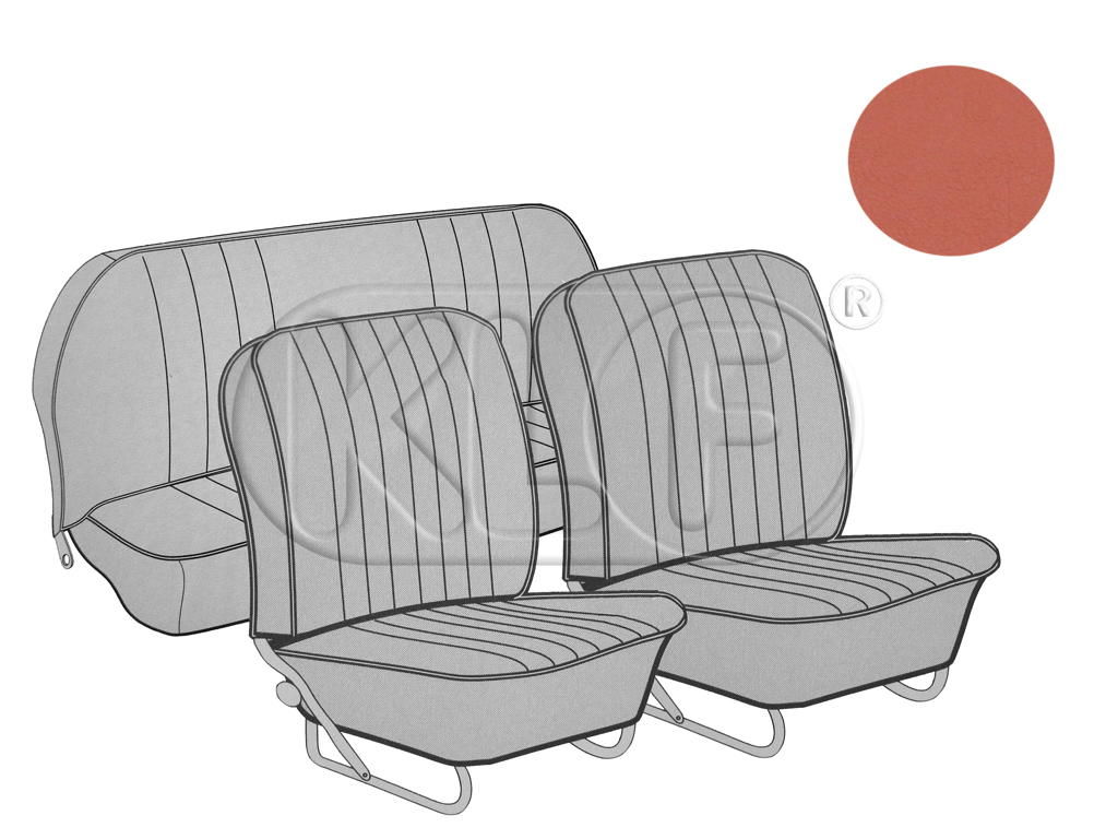 Seat Covers, convertible, brick red, year 8/55-7/64 Seat Covers, convertible, brick red, year 8/55-7/64