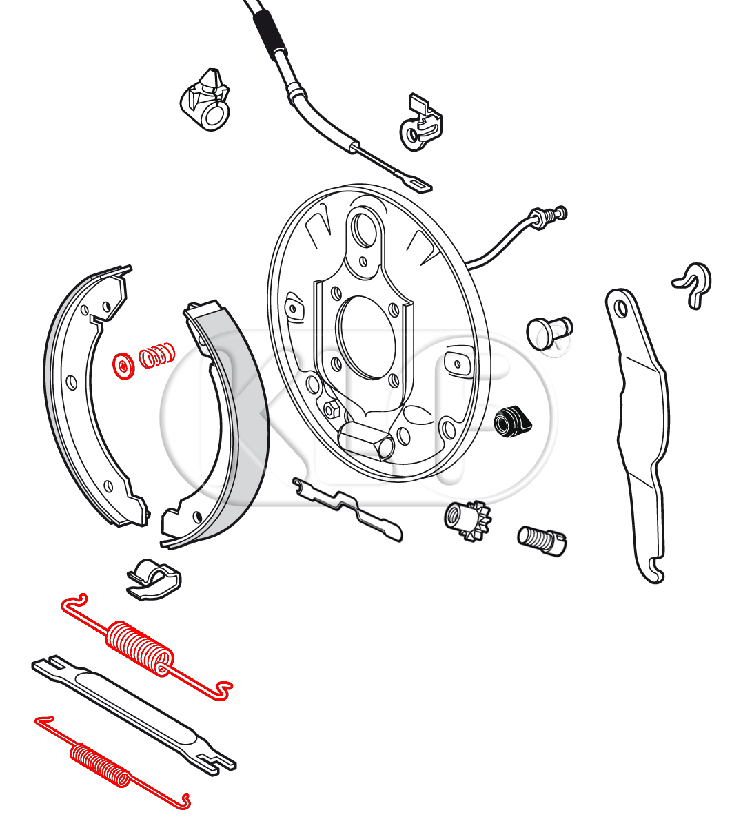 Brake Spring Kit rear, year 8/67 on