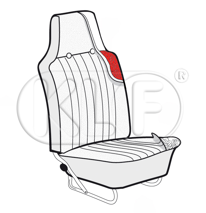 Pad for Front Seat Backrest, with integrated headrest, year 8/67-7/72