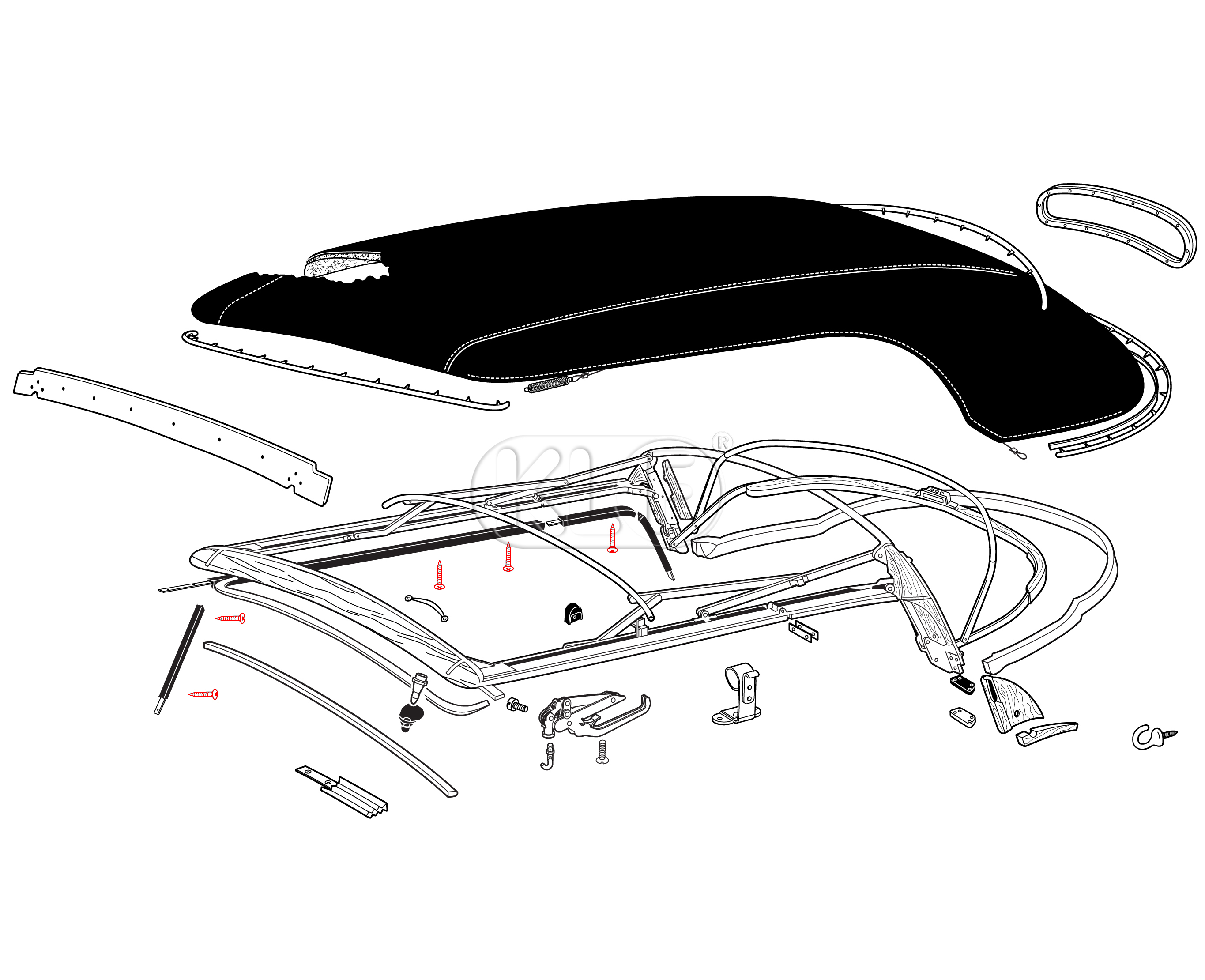 Screw, fit for inner scraper and seal mounting strips