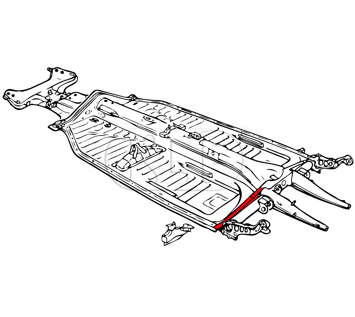 Cross Brace, floorpan, left