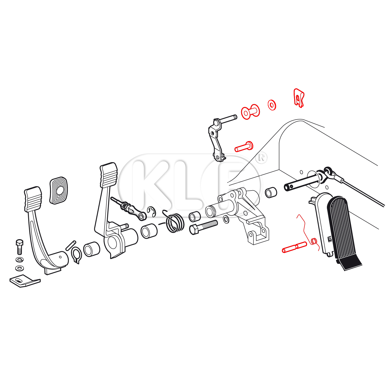 Reparatursatz für Gaspedal, ab Bj. 08/65