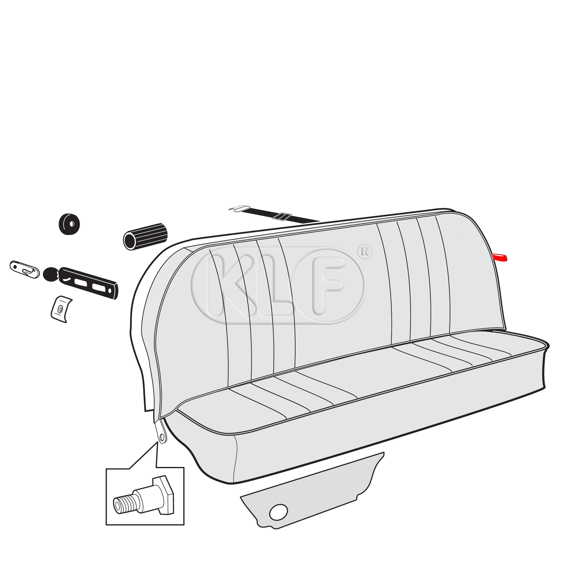 Release Strap, rear seat, year 08/67 on