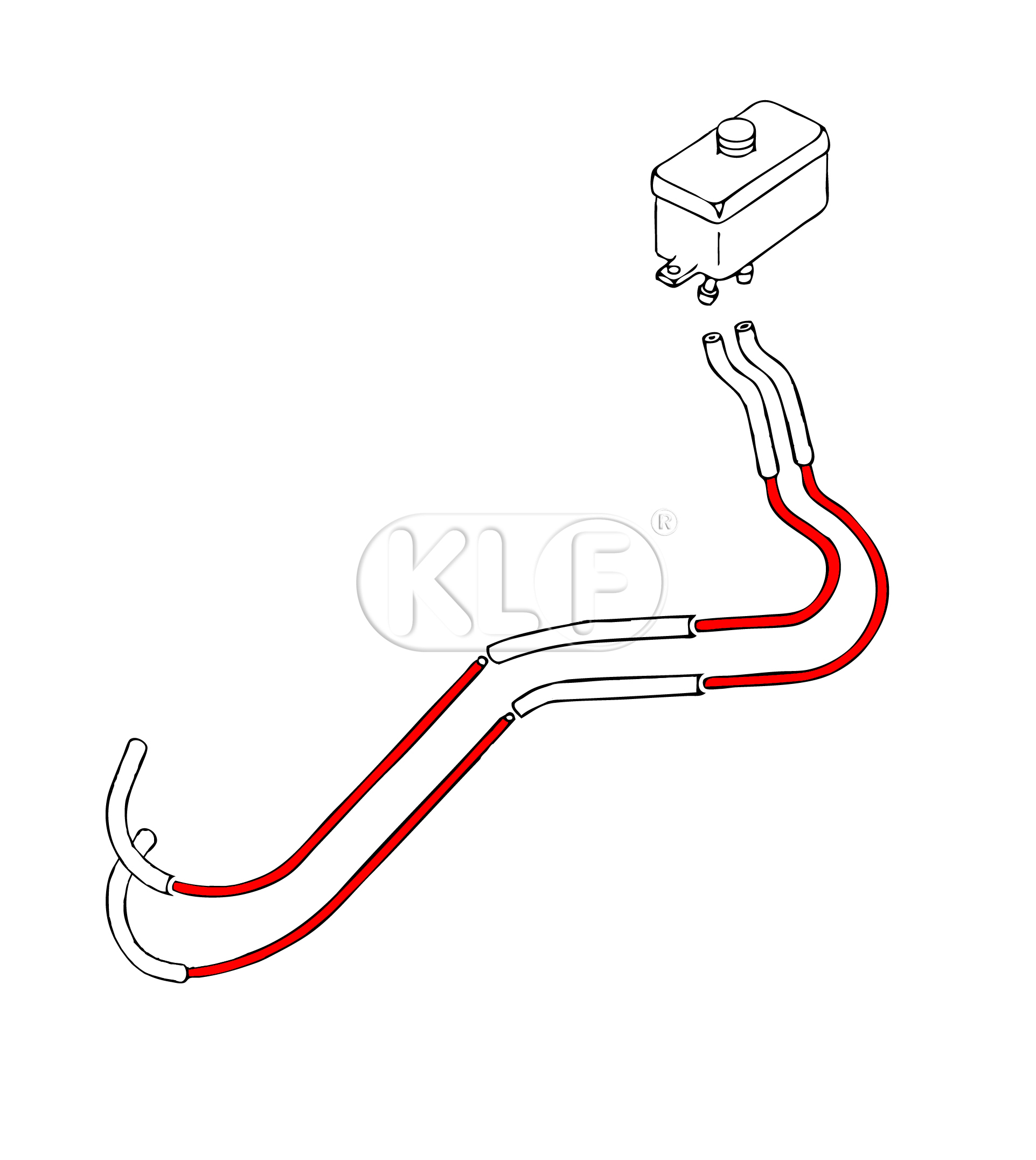 Brake Line for Brake Fluid Reservoir to Brake Master Cylinder, not 1302/1303, set of 4, year 8/67 on