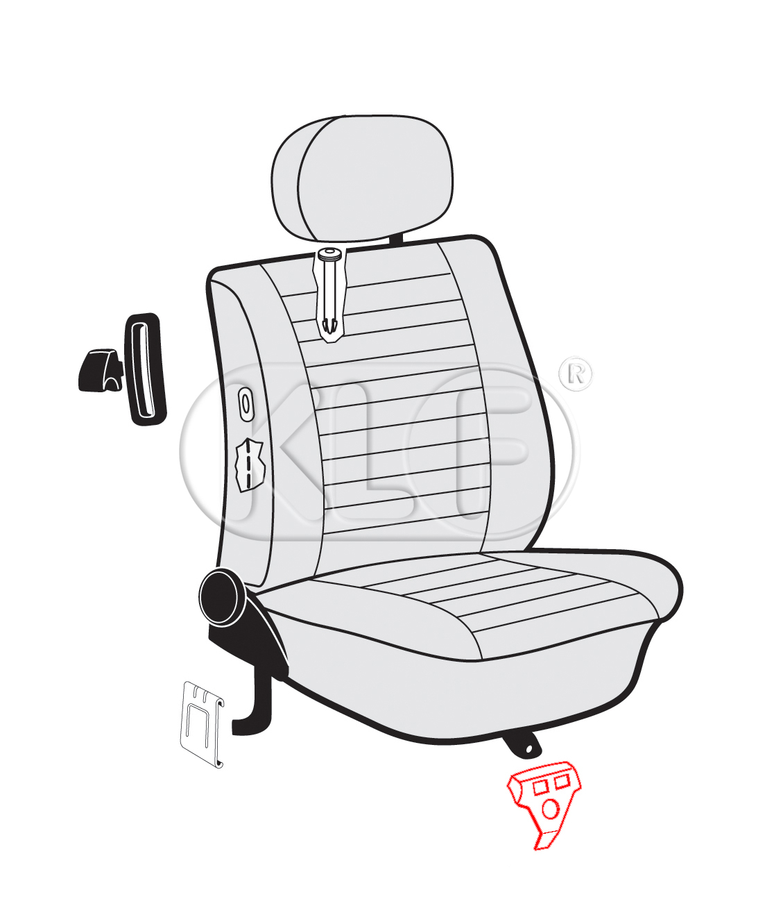 Seat Runner Guide front, year 8/72-7/86