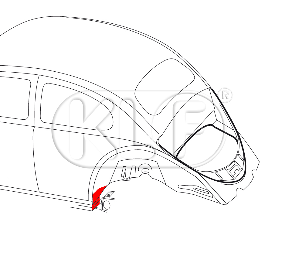 End Panel for heater channel, Top Quality, rear left