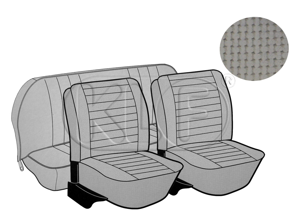 Seat Covers, front+rear, Basket, year 8/73-7/75, sedan, grey