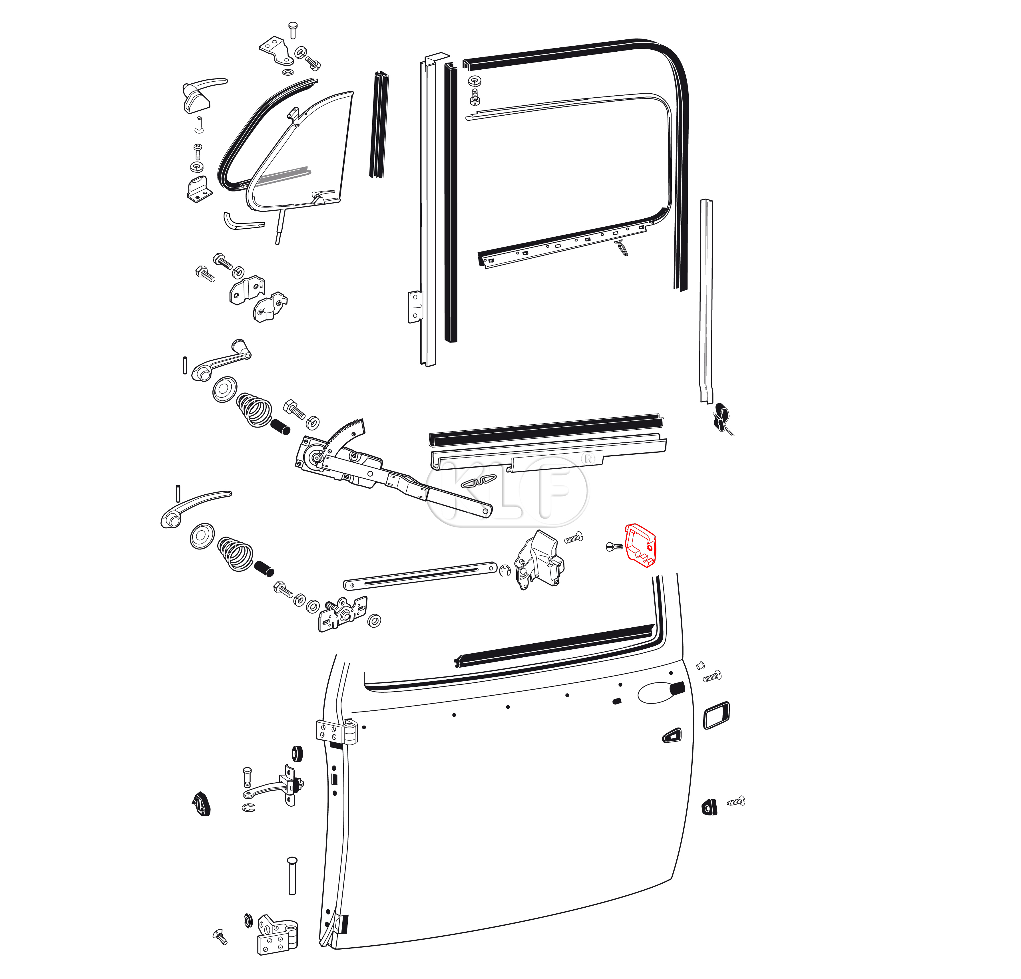 Door Striker Plate left, year 8/60-7/66