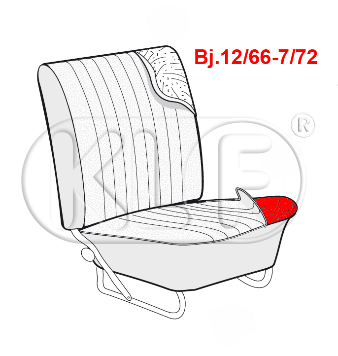 Pad for Front Seat Bottom, year 12/66-7/72 (from FIN. 117 425 908)